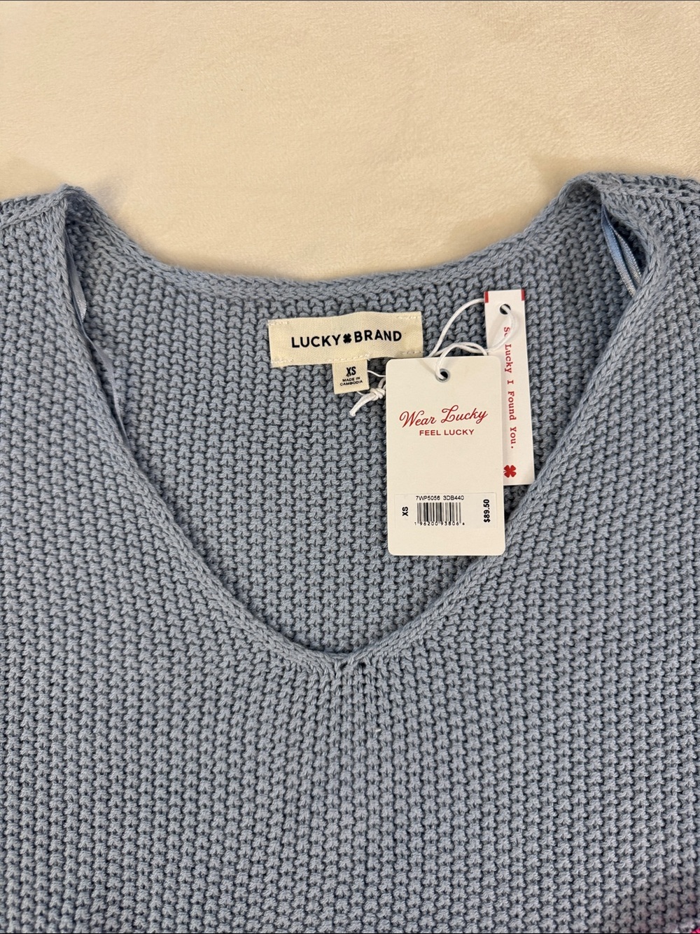 Lucky Brand Blue V-Neck Knit Pullover Cozy Sweater - Picture 7 of 8